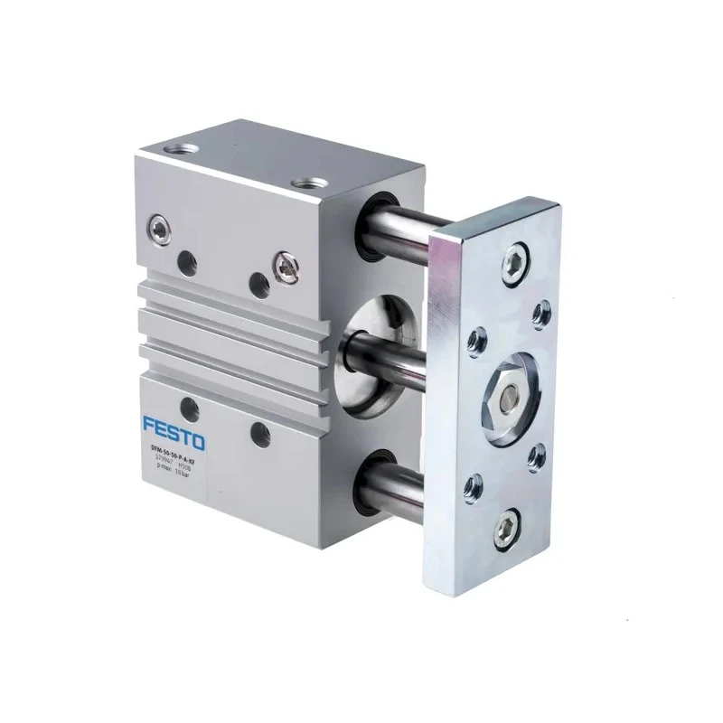 Festo Pneumatic Guided Cylinder, Double Acting, 50mm Bore, 50mm Stroke, Ball Bearing, 10 bar, Through Hole DFM-50-50-P-A-KF