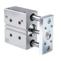 Festo Pneumatic Guided Cylinder Double Acting , 40mm Bore, 50mm Stroke, 10 Bar, Ball Bearing, Wrought DFM-40-50-P-A-KF