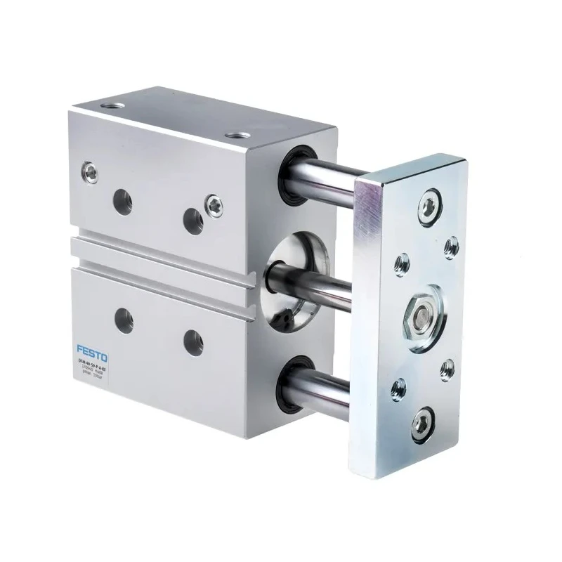 Festo Pneumatic Guided Cylinder Double Acting , 40mm Bore, 50mm Stroke, 10 Bar, Ball Bearing, Wrought DFM-40-50-P-A-KF