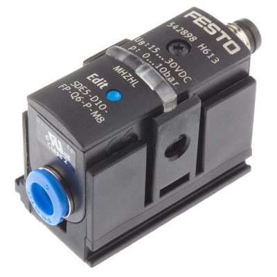 Festo  Pressure Sensor IP40, 0–10 bar, NPN/PNP Switch Output, 15–30V DC, 6 mm Tubing, Bracket Mount