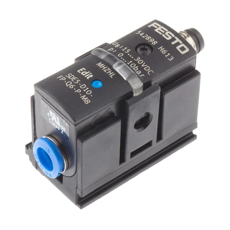 Festo  Pressure Sensor IP40, 0–10 bar, NPN/PNP Switch Output, 15–30V DC, 6 mm Tubing, Bracket Mount