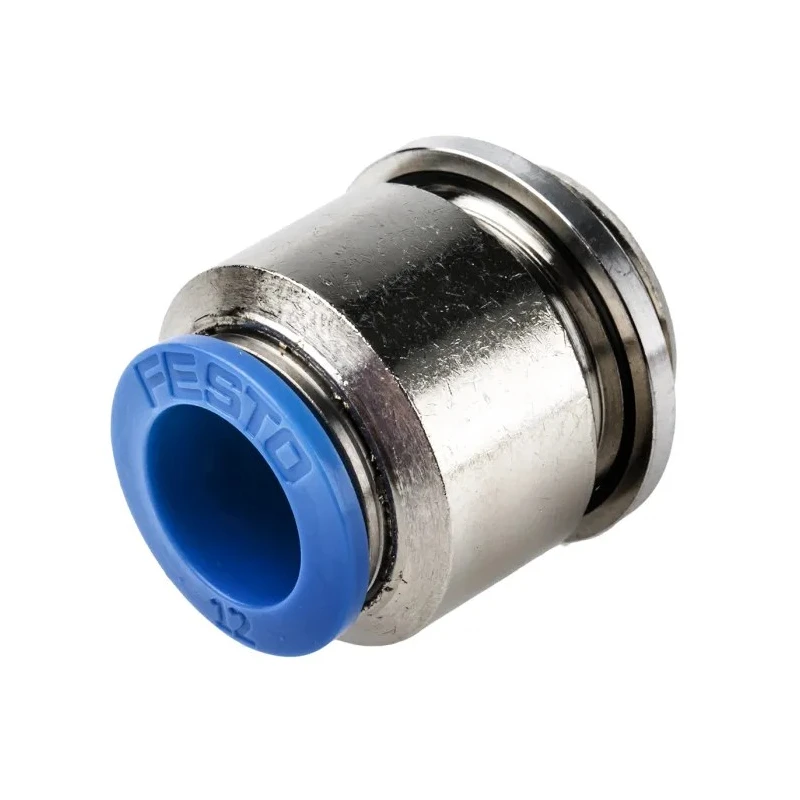 Festo Pneumatic Push-in Fitting, Brass, Nickel-Plated, Male G 1/2 Inch Thread, 12mm Tube, QS Series QS-G1/2-12-I