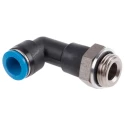 Festo QSLL Series Polybutylene Pneumatic Push-in Fitting, Male Elbow, G 1/2 Thread, Nickel Plated, ISO 228-1 QSLL-G1/2-12