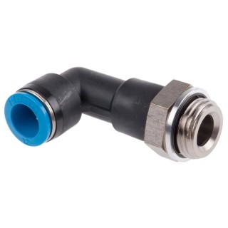 Festo QSLL Series Polybutylene Pneumatic Push-in Fitting, Male Elbow, G 1/2 Thread, Nickel Plated, ISO 228-1 QSLL-G1/2-12