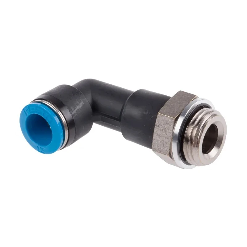 Festo QSLL Series Polybutylene Pneumatic Push-in Fitting, Male Elbow, G 1/2 Thread, Nickel Plated, ISO 228-1 QSLL-G1/2-12