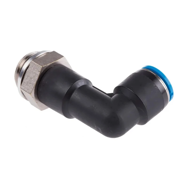 Festo QSLL Series Polybutylene Pneumatic Push-in Fitting, Male Elbow, G 1/2 Thread, Nickel Plated, ISO 228-1 QSLL-G1/2-12