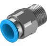 Festo Pneumatic Push-in Fitting, Male R 1/2 Inch, Brass, Nickel Finish, 16mm Tube, QS Series QS-1/2-16