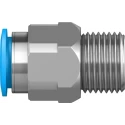 Festo Pneumatic Push-in Fitting, Male R 1/2 Inch, Brass, Nickel Finish, 16mm Tube, QS Series QS-1/2-16