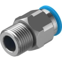 Festo Pneumatic Push-in Fitting, Male R 1/2 Inch, Brass, Nickel Finish, 16mm Tube, QS Series QS-1/2-16