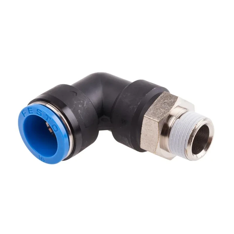 Festo Polybutylene Terephthalate Pneumatic Male Fitting, R 3/8 Inch, 16mm Push-In, QSL-3/8-16