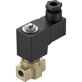Festo Pneumatic Solenoid Valve 2/2 Way, In-Line Mount, Brass Body, 24V DC, 1/8 Inch Port, VZWD-L-M22C-M-G18-30-V-1P4-15
