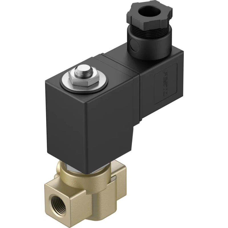 Festo Pneumatic Solenoid Valve 2/2 Way, In-Line Mount, Brass Body, 24V DC, 1/8 Inch Port, VZWD-L-M22C-M-G18-30-V-1P4-15
