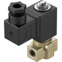 Festo Pneumatic Solenoid Valve 2/2 Way, In-Line Mount, Brass Body, 24V DC, 1/8 Inch Port, VZWD-L-M22C-M-G18-30-V-1P4-15