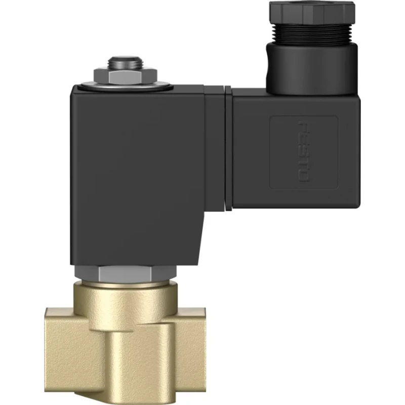 Festo Pneumatic Solenoid Valve 2/2 Way, In-Line Mount, Brass Body, 24V DC, 1/8 Inch Port, VZWD-L-M22C-M-G18-30-V-1P4-15