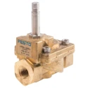 Festo Pneumatic Solenoid Valve, 2/2 NC, Solenoid/Spring Actuation, Inline Mount, Brass Body, 1/4 in Port VZWM-L-M22C-G14-F4