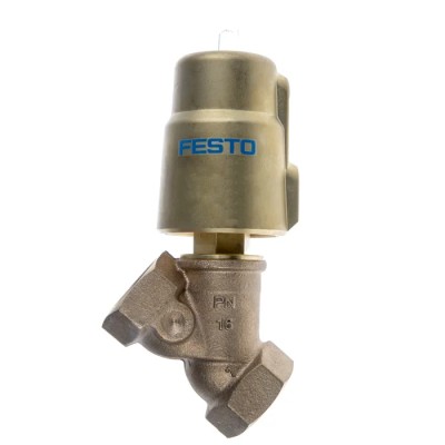 Festo Angle Seat Pneumatic Valve 10 Bar 1 Inch Threaded, Gunmetal, NC, Spring Return VZXF-L-M22C-M-B-G1-230-H3B1-50-10