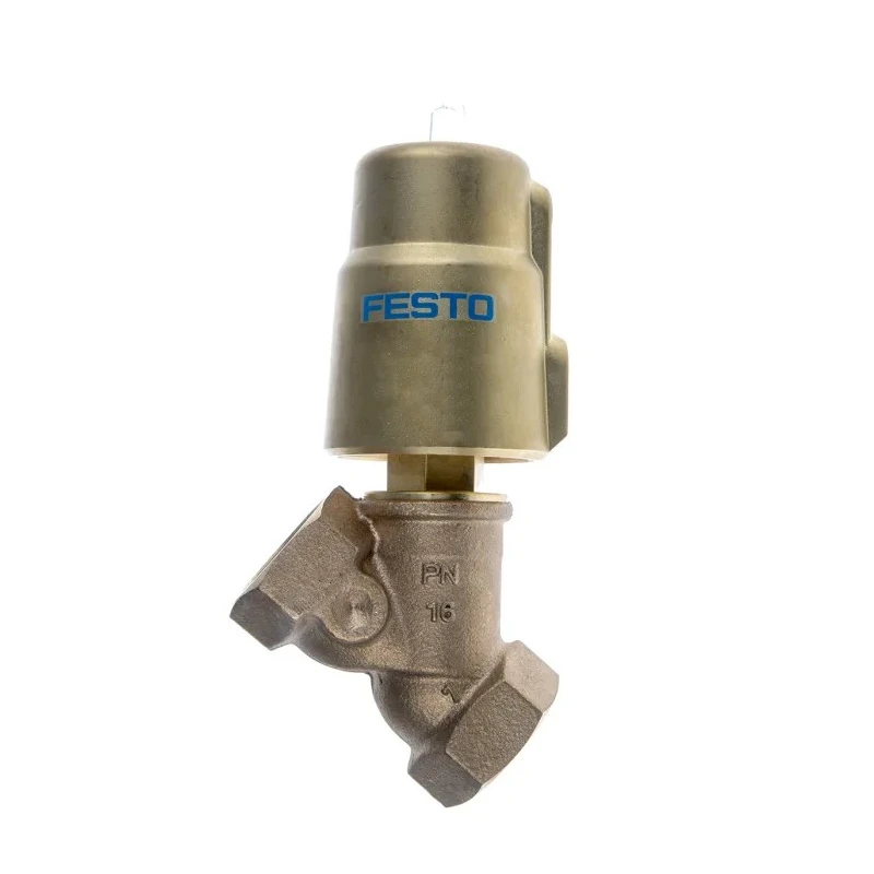 Festo Angle Seat Pneumatic Valve 10 Bar 1 Inch Threaded, Gunmetal, NC, Spring Return VZXF-L-M22C-M-B-G1-230-H3B1-50-10