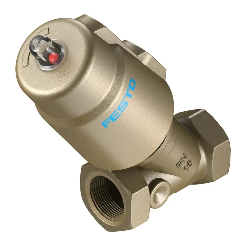 Festo Angle Seat Pneumatic Valve 10 Bar 1 Inch Threaded, Gunmetal, NC, Spring Return VZXF-L-M22C-M-B-G1-230-H3B1-50-10