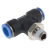 Festo Push-In T-Shape Pneumatic Fitting, 12 mm Tube, Male Thread R 1/4, High Alloy Stainless Steel, Nickel Plated, QST-1/4-12