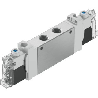 Festo 3/2 Solenoid Valve, G Thread, Single Solenoid/Spring, In-Line, Aluminium Alloy, 24V DC VUVG-LK14-T32C-AT-G18-1H2L-S