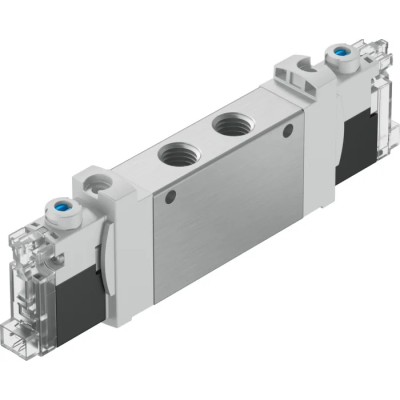 Festo 3/2 Solenoid Valve, G Thread, Single Solenoid/Spring, In-Line, Aluminium Alloy, 24V DC VUVG-LK14-T32C-AT-G18-1H2L-S