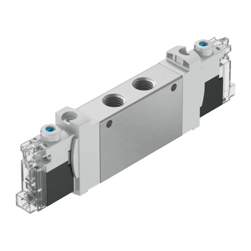 Festo 3/2 Solenoid Valve, G Thread, Single Solenoid/Spring, In-Line, Aluminium Alloy, 24V DC VUVG-LK14-T32C-AT-G18-1H2L-S