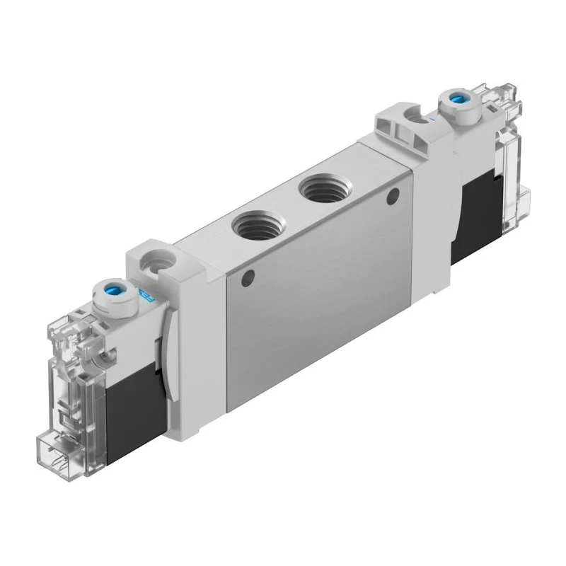 Festo 3/2 Solenoid Valve, G Thread, Single Solenoid/Spring, In-Line, Aluminium Alloy, 24V DC VUVG-LK14-T32C-AT-G18-1H2L-S