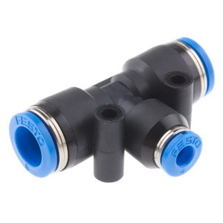 Festo Push-In T-Shape Pneumatic Fitting, 8 mm x 4 mm, Tee Tube-to-Tube Adapter, QST-8-4