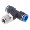 Festo Push-in T-Shape Pneumatic Fitting, 10 mm Tube, R 3/8 Male Thread, Nickel Plated Brass, QST-3/8-10