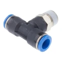 Festo Push-in T-Shape Pneumatic Fitting, 10 mm Tube, R 3/8 Male Thread, Nickel Plated Brass, QST-3/8-10