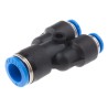 Festo Polybutylene Terephthalate Pneumatic Push-in Y Fitting, 8 mm Connection, Nickel Plated Brass, Food Grade, QSY-8-4