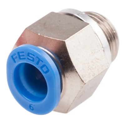 Festo QSM Series Mini Push-in Pneumatic Fitting, Male G 1/8 Inch, 6mm Brass Nickel-Plated QSM-G1/8-6