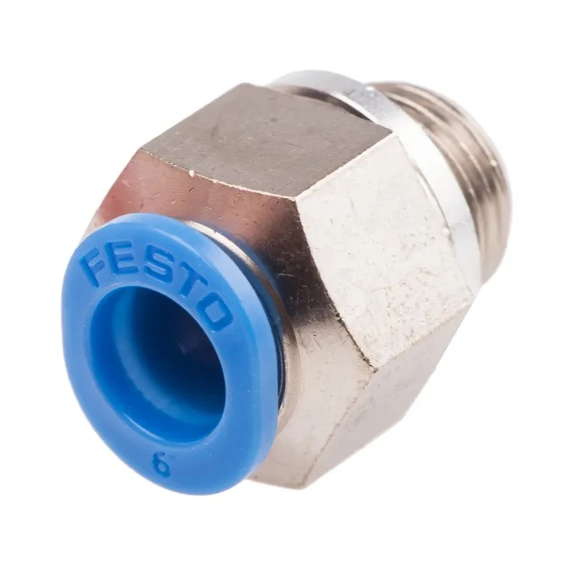 Festo QSM Series Mini Push-in Pneumatic Fitting, Male G 1/8 Inch, 6mm Brass Nickel-Plated QSM-G1/8-6