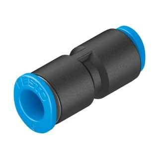 Festo QSM Series Pneumatic Reducer Nipple Push-in Fitting, Polybutylene Terephthalate, 6 mm Push-in to 4 mm Threaded QSM-6-4