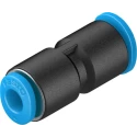Festo QSM Series Pneumatic Reducer Nipple Push-in Fitting, Polybutylene Terephthalate, 6 mm Push-in to 4 mm Threaded QSM-6-4