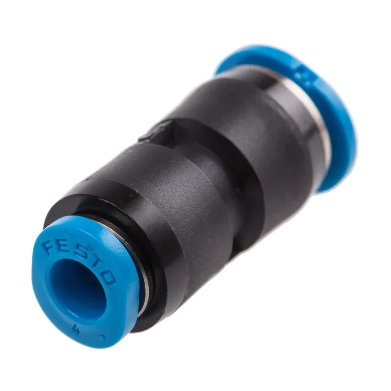 Festo QSM Series Pneumatic Reducer Nipple Push-in Fitting, Polybutylene Terephthalate, 6 mm Push-in to 4 mm Threaded QSM-6-4