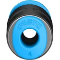 Festo QSM Series Pneumatic Reducer Nipple Push-in Fitting, Polybutylene Terephthalate, 6 mm Push-in to 4 mm Threaded QSM-6-4