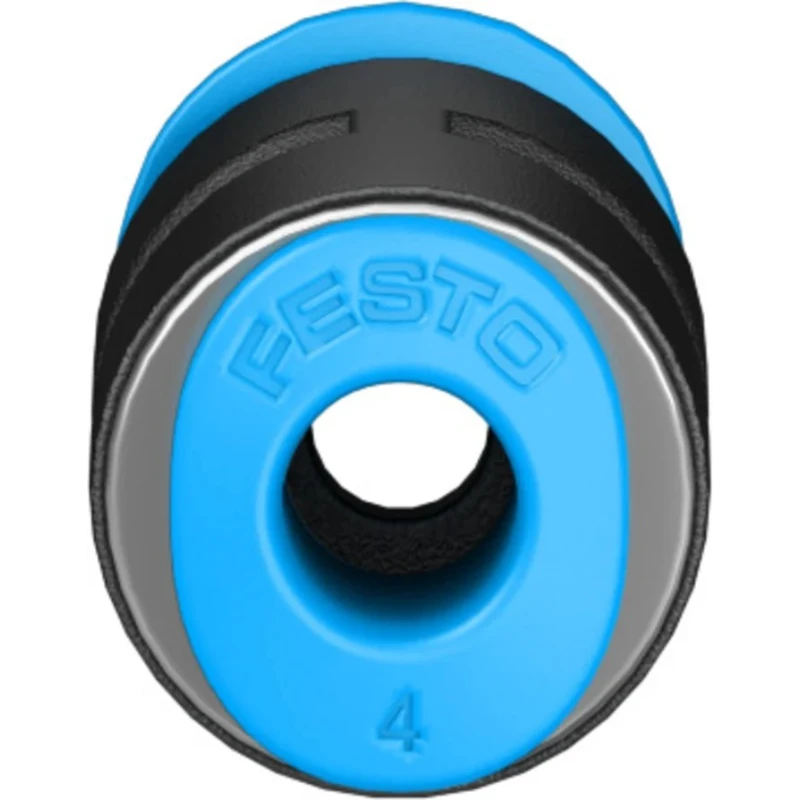 Festo QSM Series Pneumatic Reducer Nipple Push-in Fitting, Polybutylene Terephthalate, 6 mm Push-in to 4 mm Threaded QSM-6-4