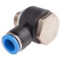 Festo Polybutylene Terephthalate Pneumatic Male Elbow Fitting, Push-In 10mm, G 3/8, 90° QSLV-G3/8-10