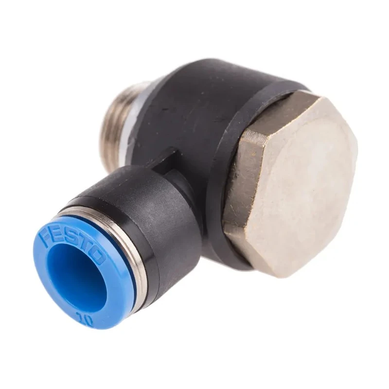 Festo Polybutylene Terephthalate Pneumatic Male Elbow Fitting, Push-In 10mm, G 3/8, 90° QSLV-G3/8-10
