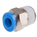 Festo QSM Series Pneumatic Push-in Fitting, 4mm Tube, Male R 1/8 Brass, Nickel-Plated QSM-1/8-4