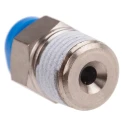 Festo QSM Series Pneumatic Push-in Fitting, 4mm Tube, Male R 1/8 Brass, Nickel-Plated QSM-1/8-4