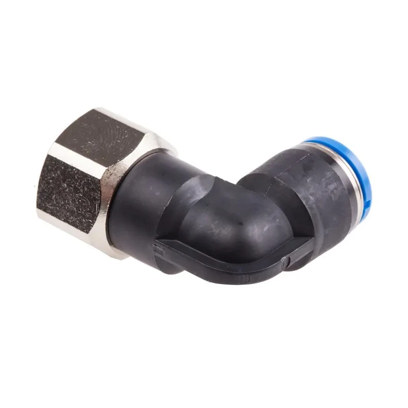 Festo Polybutylene Terephthalate Pneumatic Male Elbow Fitting, G 3/8 Thread, 10mm Push-in, 90° Angle QSLF-3/8-10-B