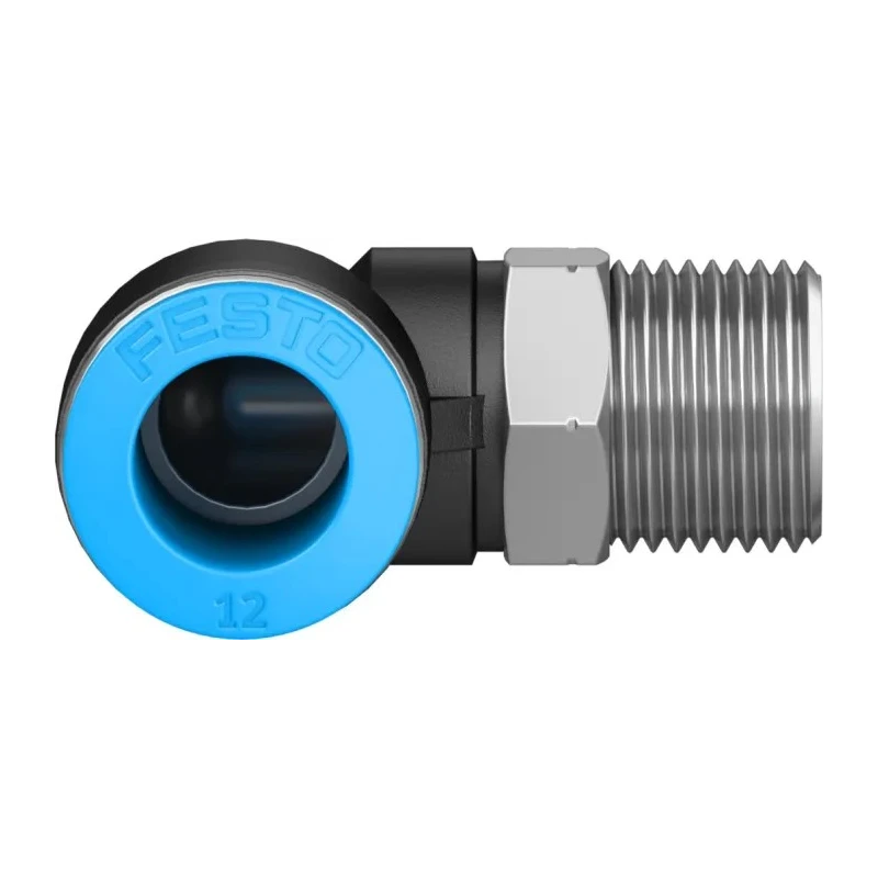 Festo QSL-3/8-12 Pneumatic Elbow Male Connector, R 3/8 in Thread, 12mm Push-in Tube, Polybutylene Terephthalate, 80°C