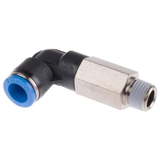 Festo Polybutylene Terephthalate Pneumatic Fitting Male Push-in R 1/4 in R 10mm 90° Elbow QSLL-1/4-10
