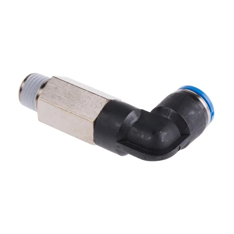 Festo Polybutylene Terephthalate Pneumatic Fitting Male Push-in R 1/4 in R 10mm 90° Elbow QSLL-1/4-10