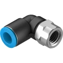 Festo QSLF Series Polybutylene Terephthalate Pneumatic Fitting Male Elbow, G 1/4 in Thread, 10mm Push-in, 90°, QSLF-1/4-10-B