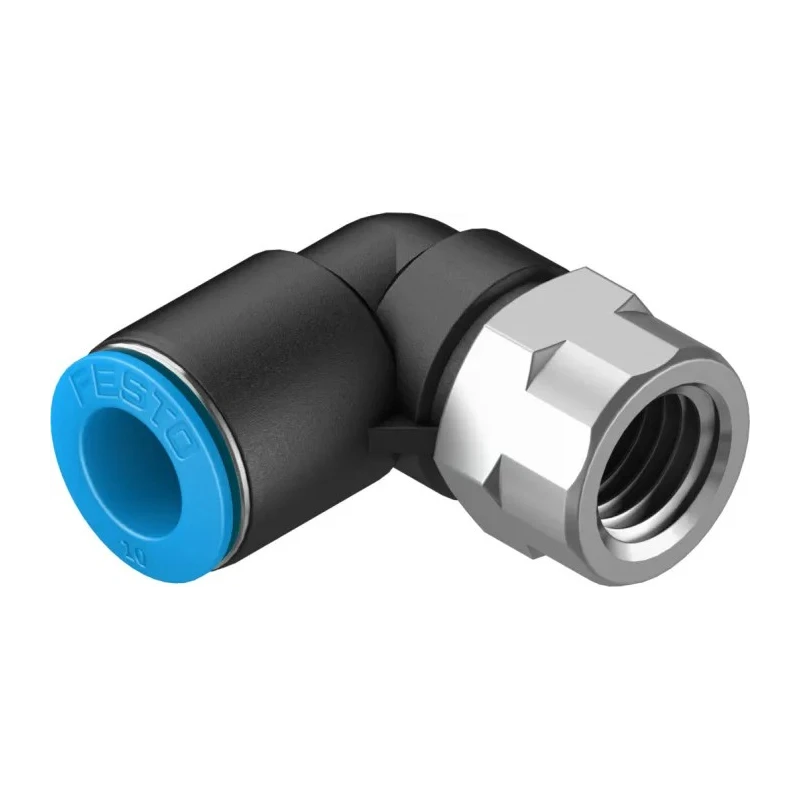 Festo QSLF Series Polybutylene Terephthalate Pneumatic Fitting Male Elbow, G 1/4 in Thread, 10mm Push-in, 90°, QSLF-1/4-10-B
