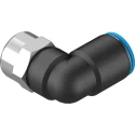 Festo QSLF Series Polybutylene Terephthalate Pneumatic Fitting Male Elbow, G 1/4 in Thread, 10mm Push-in, 90°, QSLF-1/4-10-B