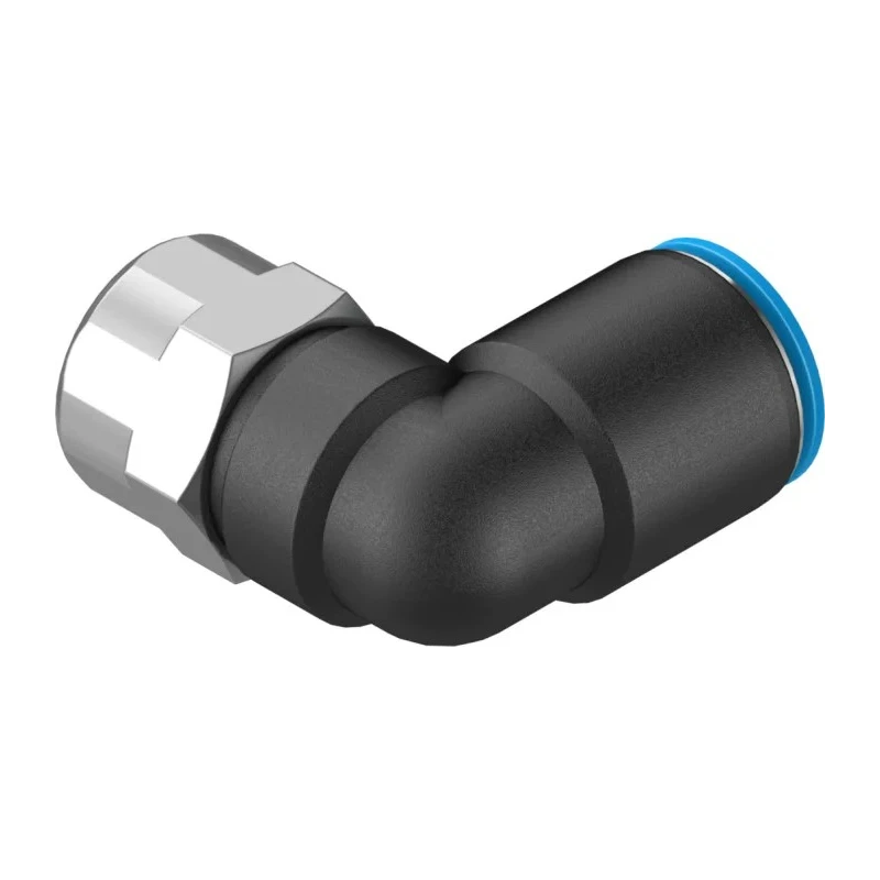 Festo QSLF Series Polybutylene Terephthalate Pneumatic Fitting Male Elbow, G 1/4 in Thread, 10mm Push-in, 90°, QSLF-1/4-10-B